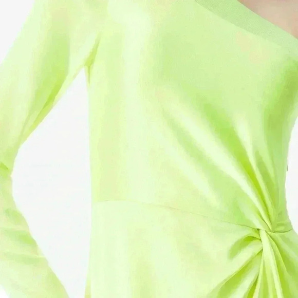 ALICE + OLIVIA Dora One-Shoulder Asymmetrical Yellow Neon Dress - Picture 4 of 9